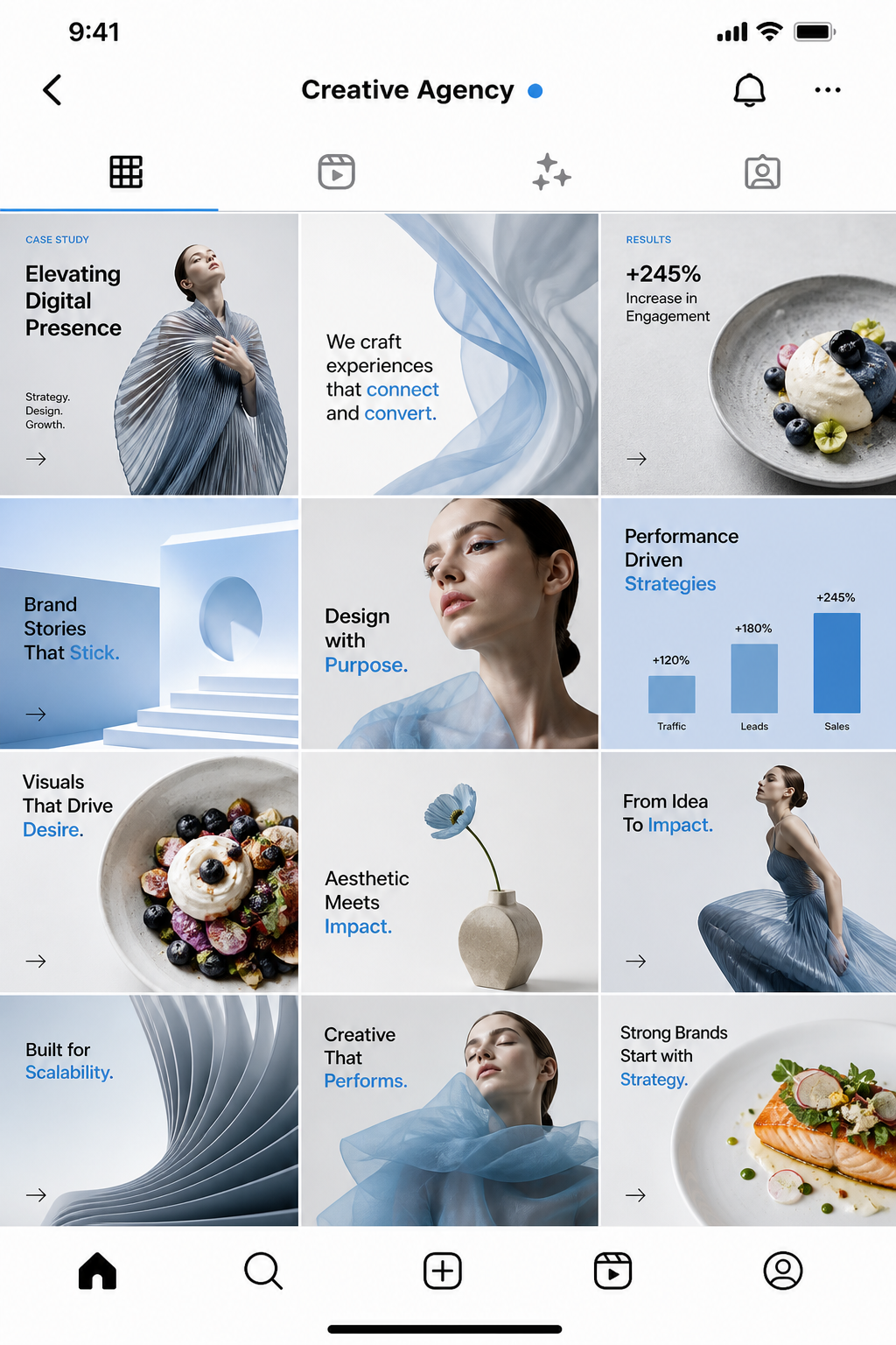 Public Myth Instagram editorial grid