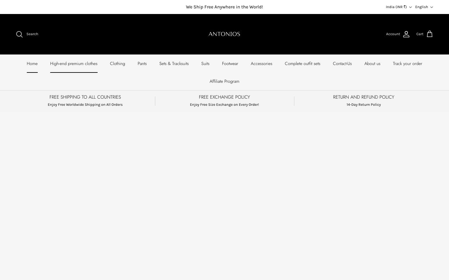 Website we built for Antonio's Clothing