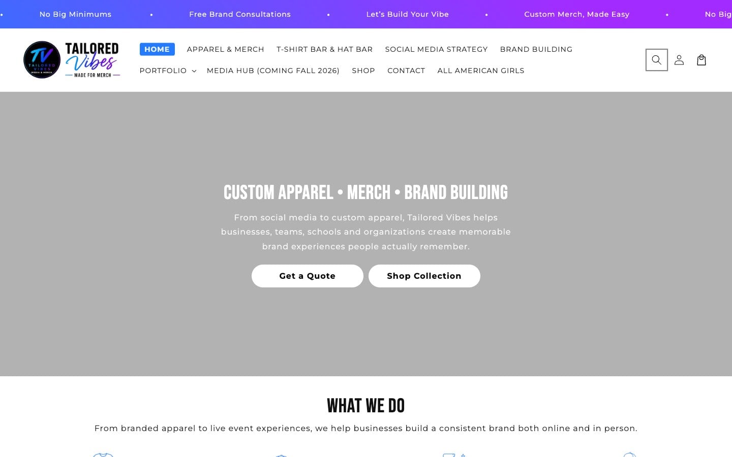 Website we built for Tailored Vibes